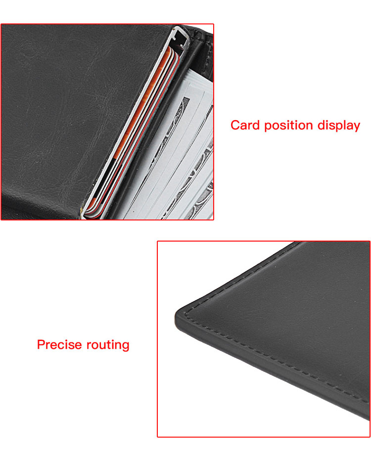 RFID Blocking Pop Up Aluminium Slim Genuine Leather Smart Credit Card Holder for Men