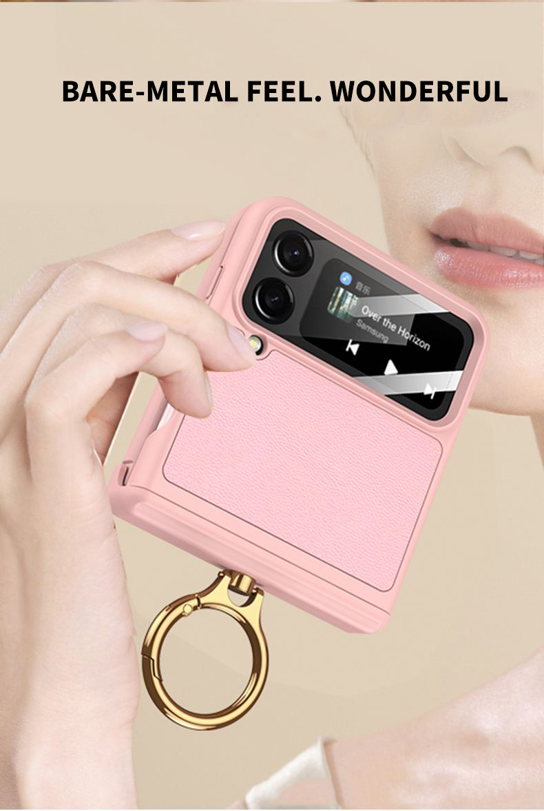 Ultra-thin Vegan Skin Magnetic Suction Bracket Flip Case for Samsung Flip 4 2023 5G