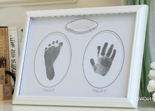 Wooden Baby Hand And Footprint Photo Frame Baby Safe Non Toxic Ink Pad For