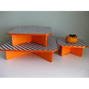 Fancy Corrugated Cardboard Cupcake Stand Plaid Pattern Solid Structure