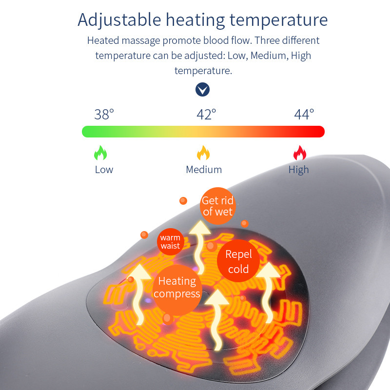 Vibrating Lumbar Lower Back Pain Massager Adjustable Heating 240V