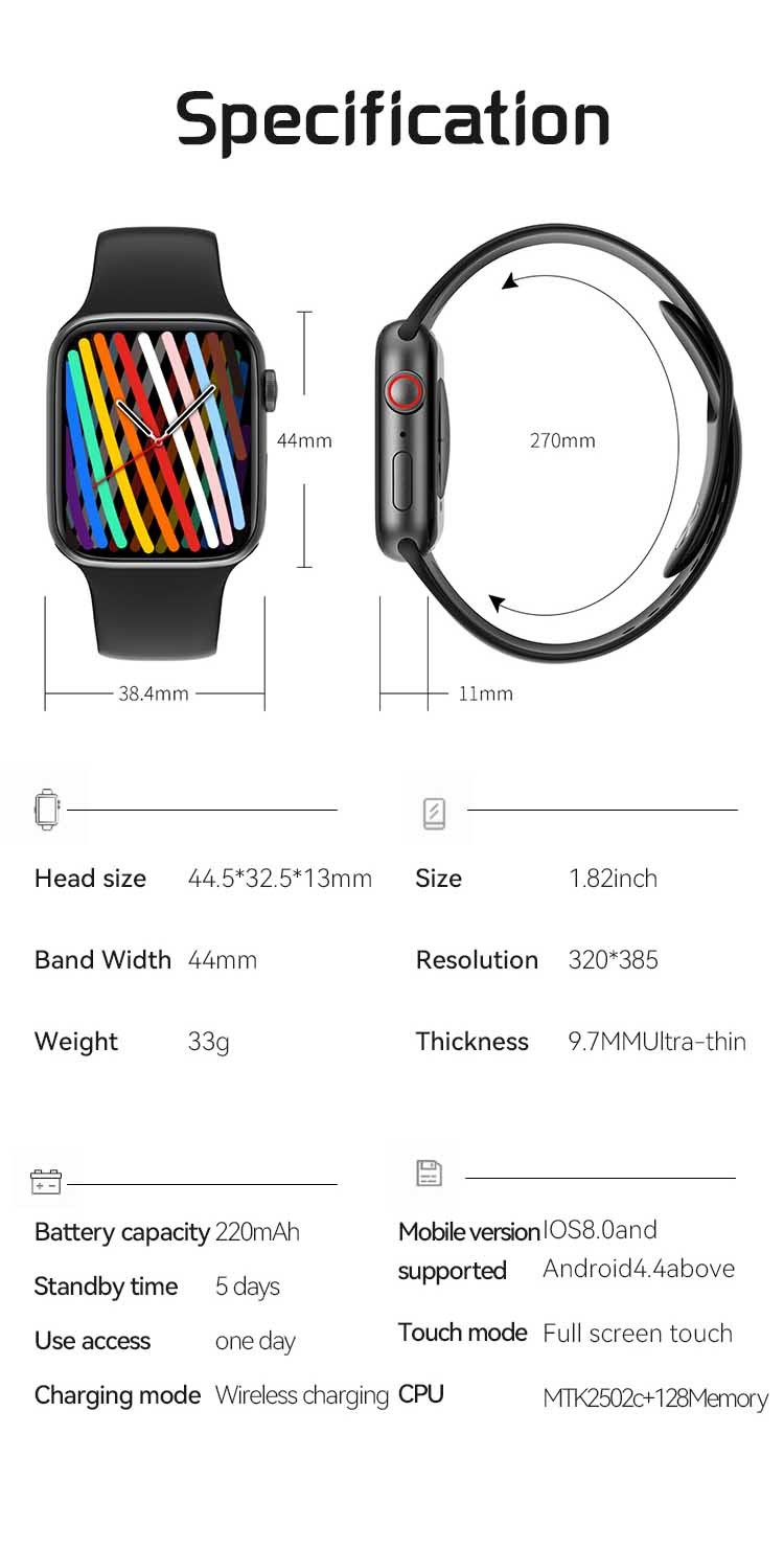 Ip68 IWO7 Fitness Tracker Smartwatch For Iphone