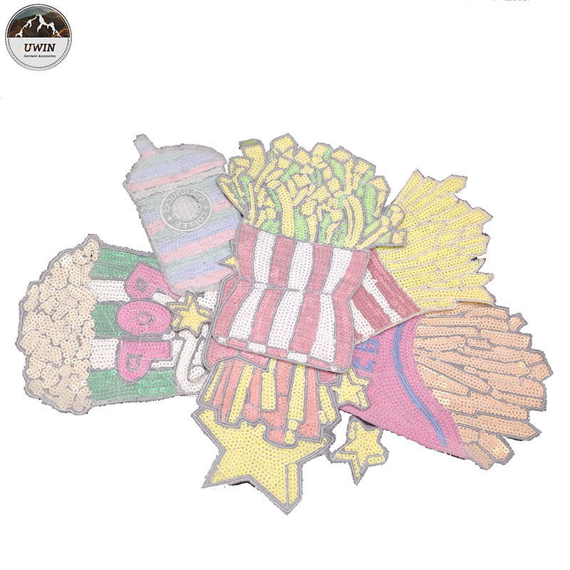 Fashion Color Bling Sequin Patch 'Fire Chip' Sequin Patch Adorable 'Popcorn' Embroidery Patch