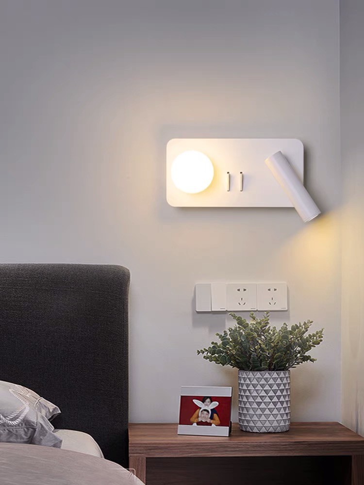 White Reading acrylic ball Wall Lamp 3W +5W Interior Bedroom Bedside Desk Wall Sconce Light Fixture For Indoor Hotel