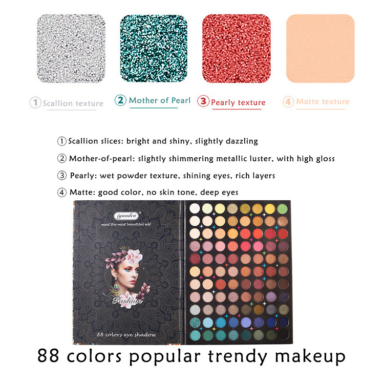 88C Colors Makeup Eyeshadow Palette Shimmer Glitter Mineral Pigmented