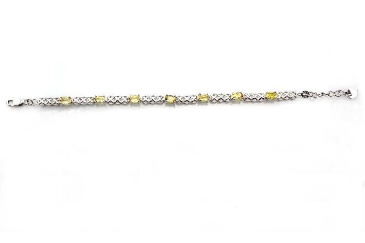 925 Silver Created Yellow Cubic Zirconia Tennis Bracelet (SB1001)