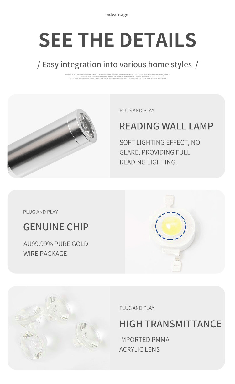 Led hose reading spotlight 220V Anglo American European wall spotlight led hose spotlight plug-in