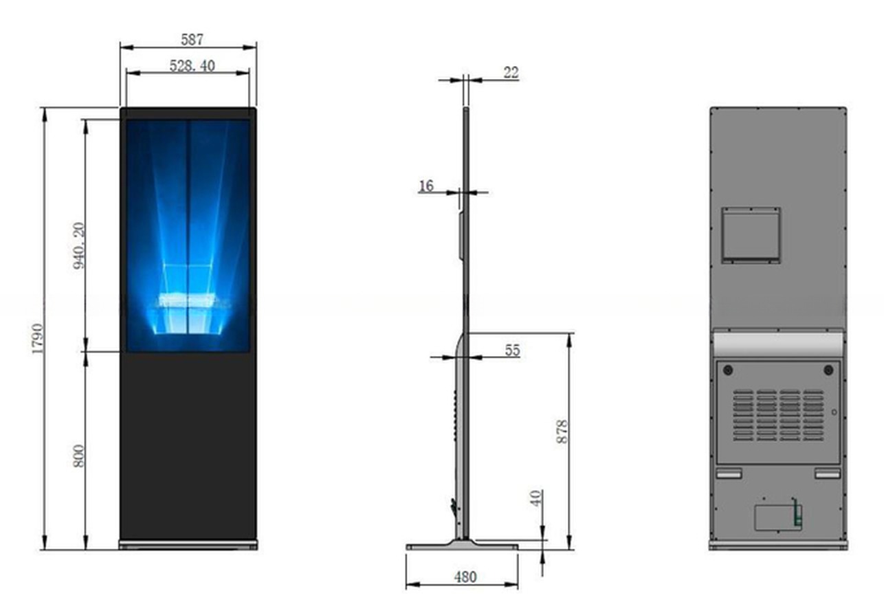 43" inch floor standing touchscreen display with Android Linux Win10/11 OS all-in-one PC