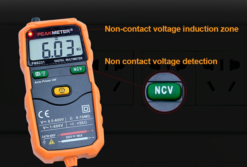 Durable Handheld Digital Multimeter NCV Frequency Backlight Temperature Transistor