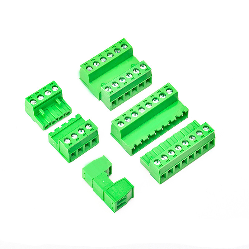 Green PCB Terminal Block Pitch 5.08mm Rated Voltage 300V Plastic Electrical Screw Blocks