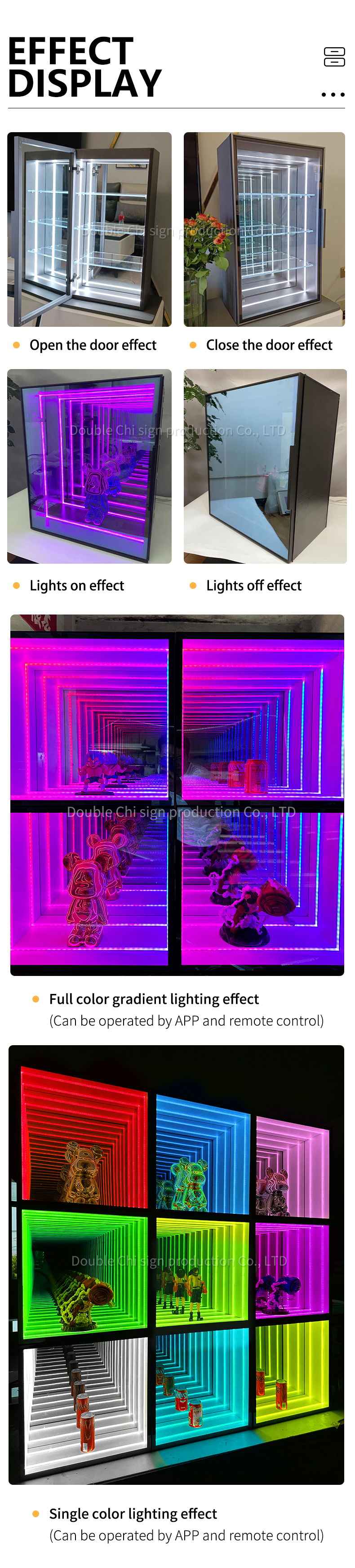High Brightness LED Light Source Customized Infinity Illusion Mirror Display Case