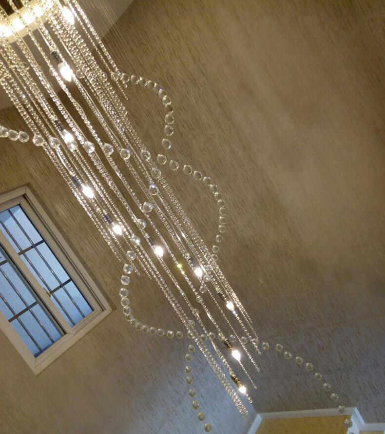 Manggic Large Size Spiral Long Spiral Modern Staircase Foyer Chandelier(WH-NC-22)