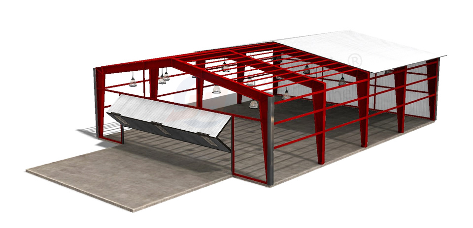 Low Carbon Steel Hangar Workshop Building with Multifunctional Prefab Steel Structure