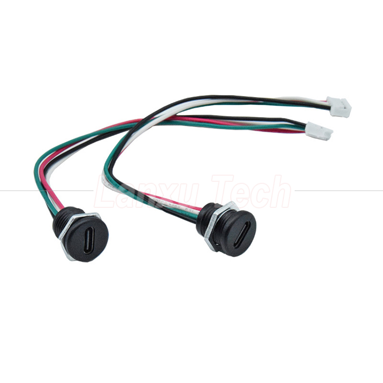 Waterproof USB Type C Female Socket Jack to 4 Pin PH 2.0 XH 2.54 SH1.0 VH ZH MX Connector Cable