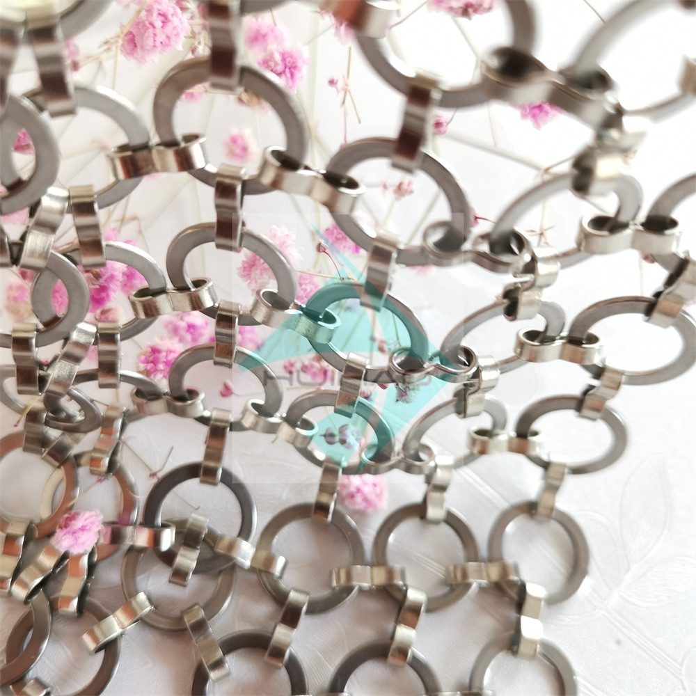 Architectural S Hook Metal Ring Mesh Curtain For Interior Partition
