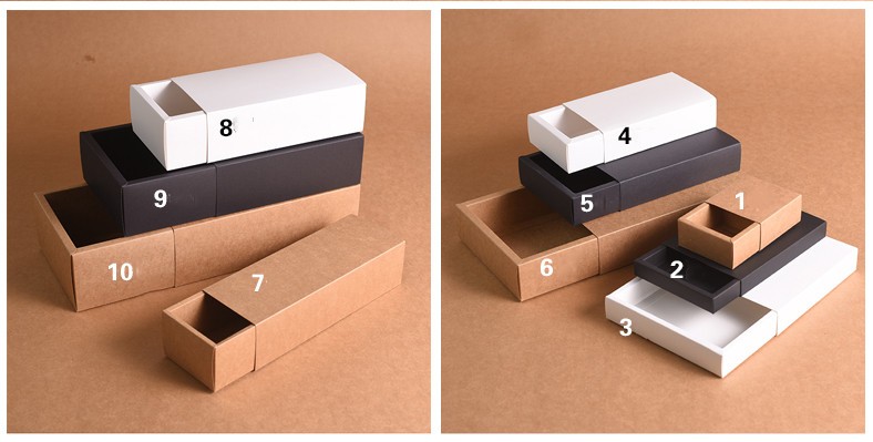Foldable Sliding Rectangle Kraft Corrugated Boxes Gift Coffee Mug Shipping Boxes With Drawer