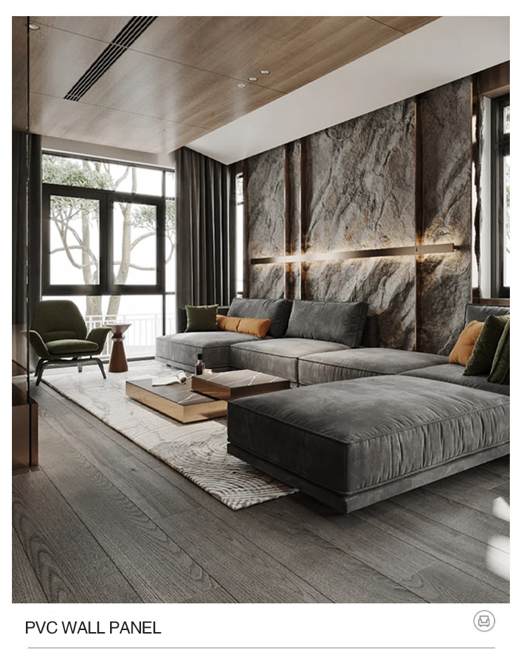 Home Decoration TV Background Wall Waterproof And Moisture-proof Marble Wood Veneer Wall Panels