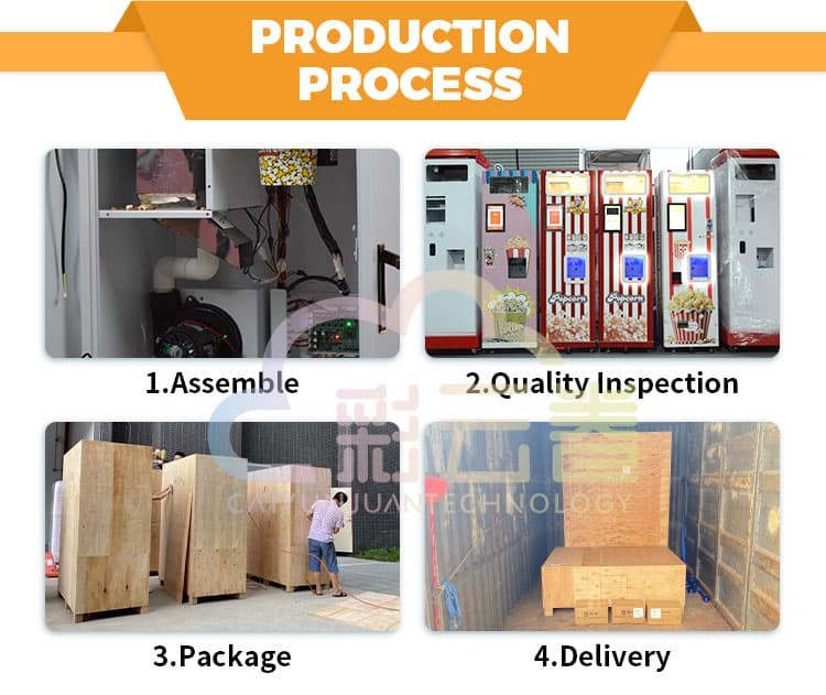 24/7 Automatic Vending Popcorn Machine 2 Minutes Dispensing Electric Power Source