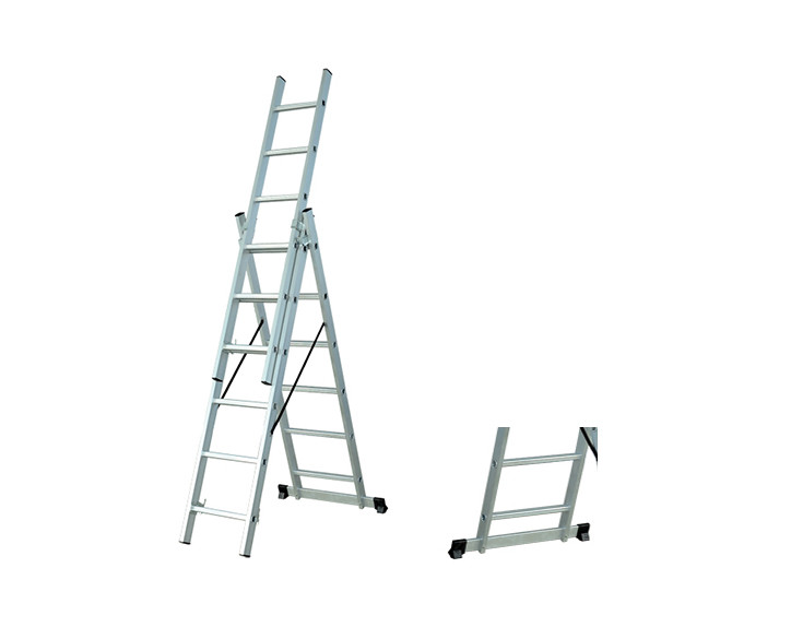 3 Sections Aluminum Extension Ladder Multi Use 3x6 Aluminium Step Ladder