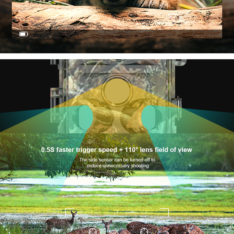 0.8s Hunting Game Camera 90 Degree 12 Pieces 850nm PIR Wildlife Green ABS