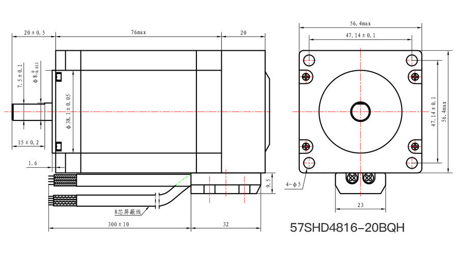 57X57X76mm Nema 23 Closed Loop Stepper Motor 1.8 Degree 2 Phase 2.0Nm With Enclosed