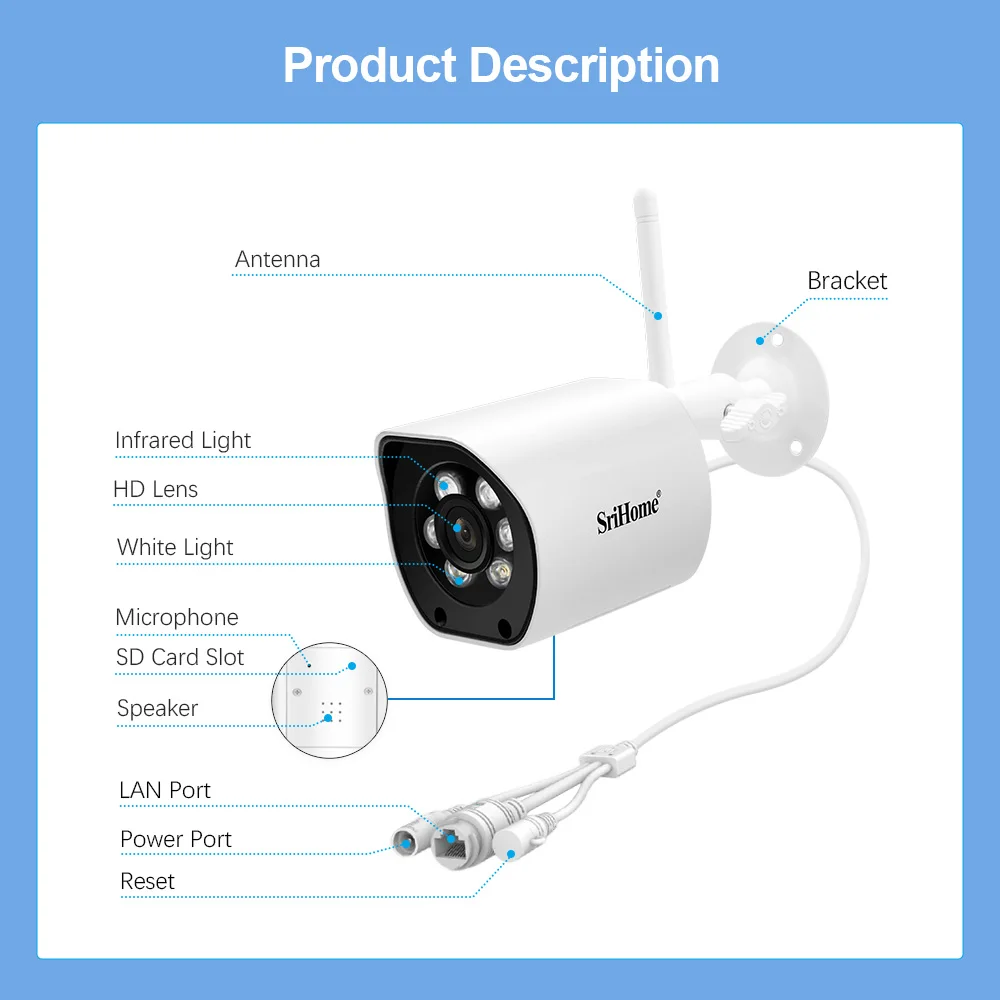 5MP Full-Color Night Vision Two-Way Audio Camera 5G WiFi Outdoor Waterproof Security IP Camera