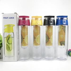 800ml 700ml Flip Lid Top Plastic Fruit Infuser Water Bottle Tritan Plastic Fruit