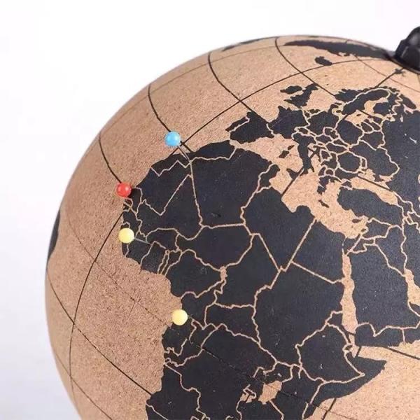 Natural World Traveler's Cork Globe Pinboard Track Travels Marker Pushpins
