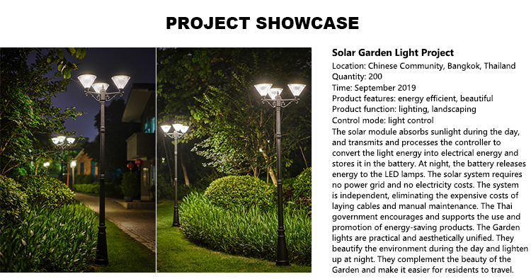 Aluminum Garden Outdoor Solar Light Optically Controlled 30w Waterproof