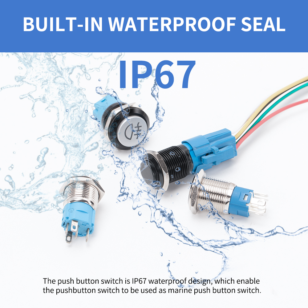 19mm 22mm Metal Push Button Switch 12mm 16mm Illuminated Momentary Switch