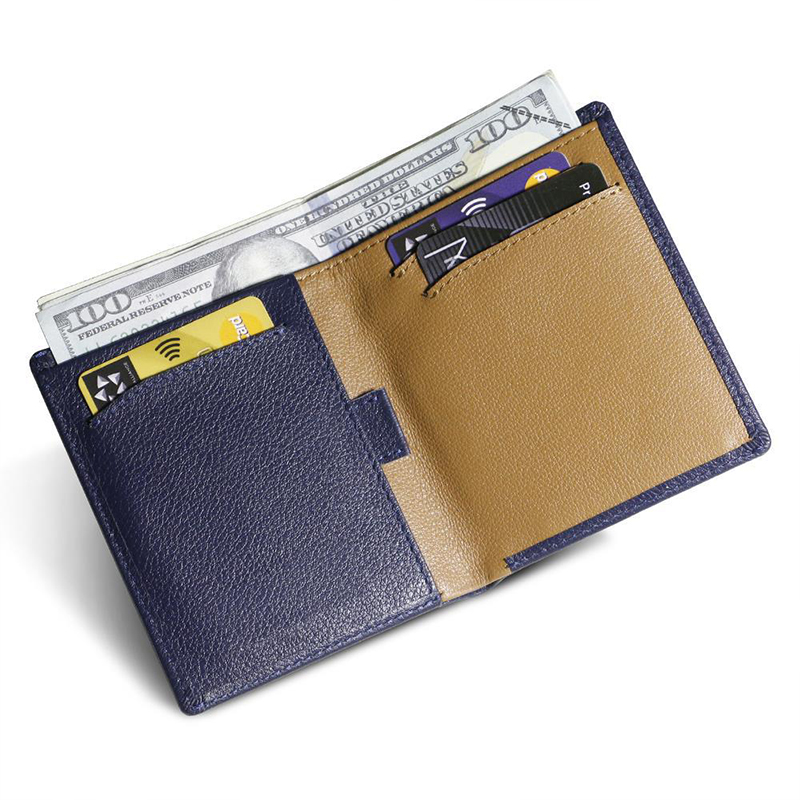Custom LOGO Men's Front Pocket Wallet made of Full Grain Leather with RFID Protection