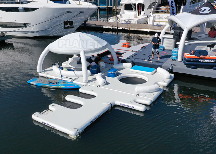 Water Play Equipment Inflatable Floating Platforms Inflatable Water Floating Island With Tent For Leisure Time