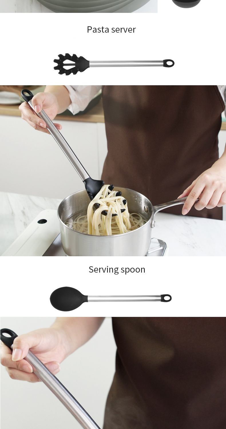 9Pcs Silicone Cooking Utensils With Stainless Steel Handle