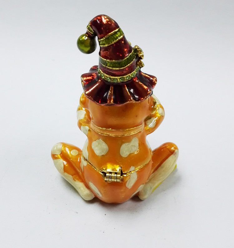 Pewter alloy gold plated three Frog Jeweled Trinket Box three Frog Jewelry trinket box Box for Jewerly