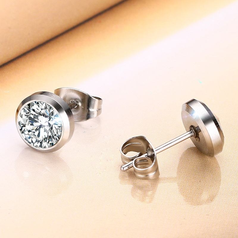 Fashion stud earrings, women's jewelry wholesale, zircon stainless steel stud earrings