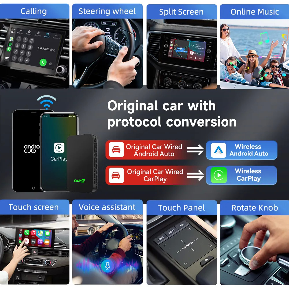 Car Connection 2 In 1 Android Auto Carplay Wired To Wireless Adapter Dongle 2air