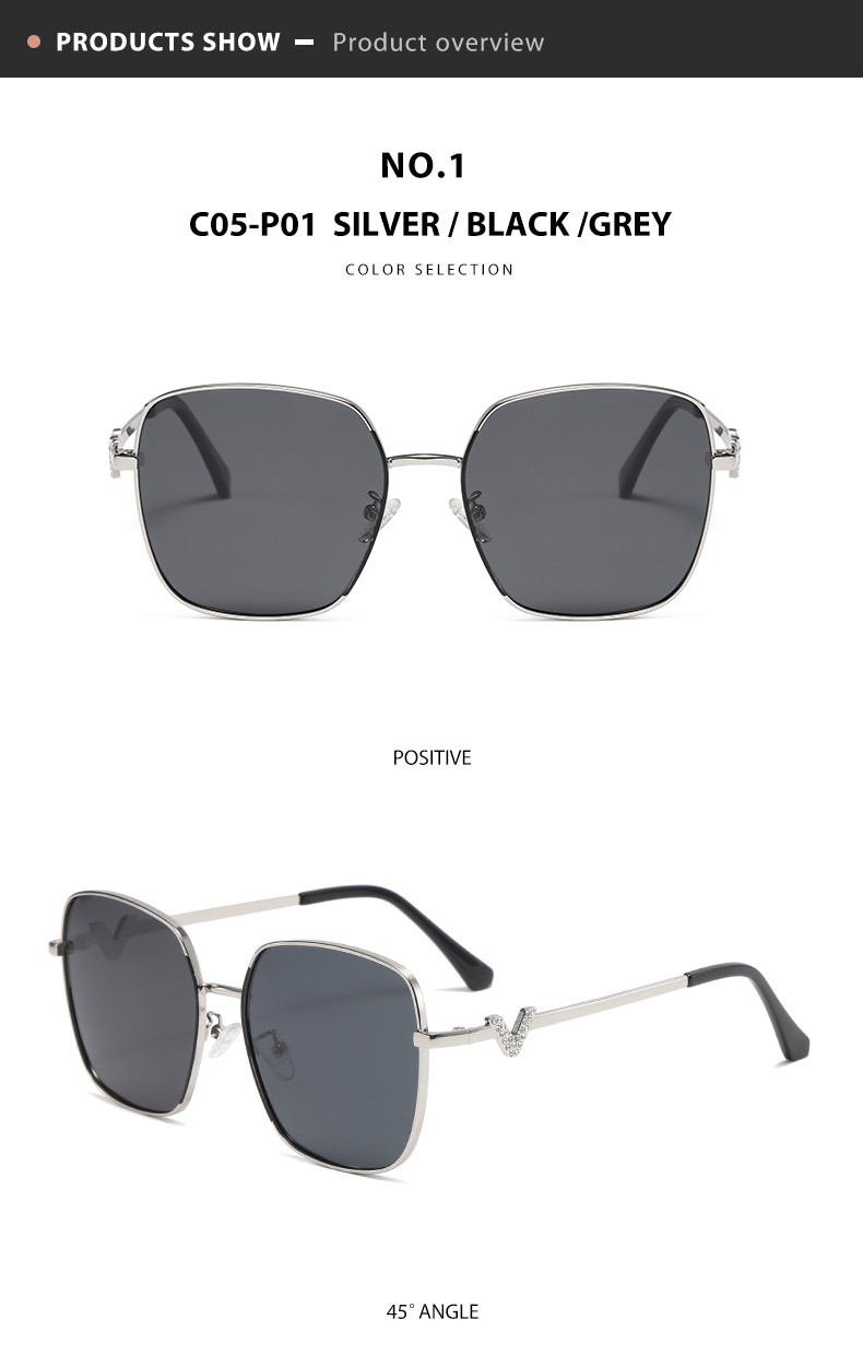 Large Metal Frame Sunglasses Polarized 400UV Scratch Resistant For Women