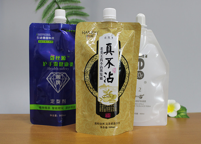 Custom Handle Laminated Doypack Packing Bags With Spout For Liquid Juice