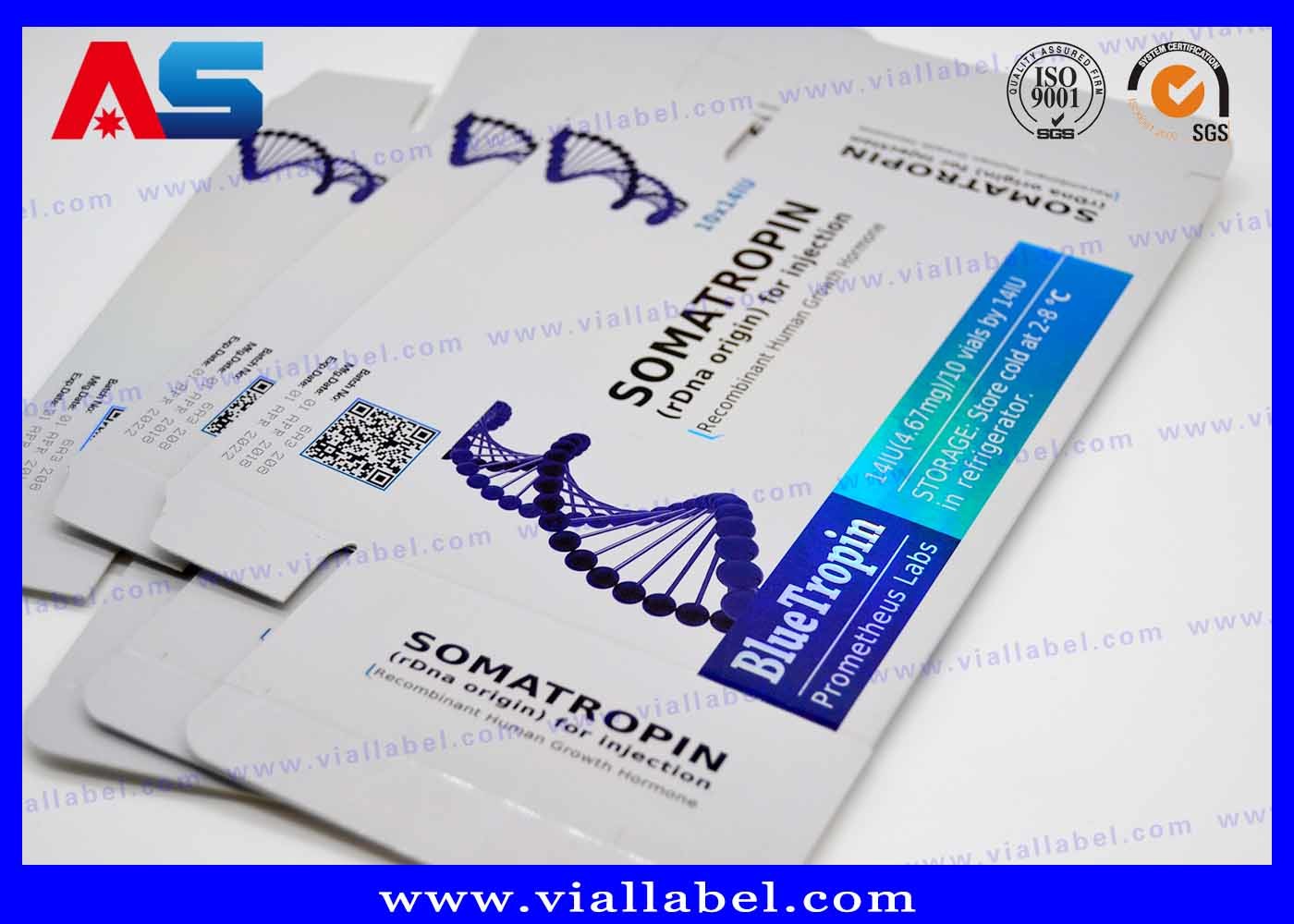 Somatropin Hcg 2ml Blank Paper Box Glossy White With Clear Plastic Trays pharmaceutical boxes