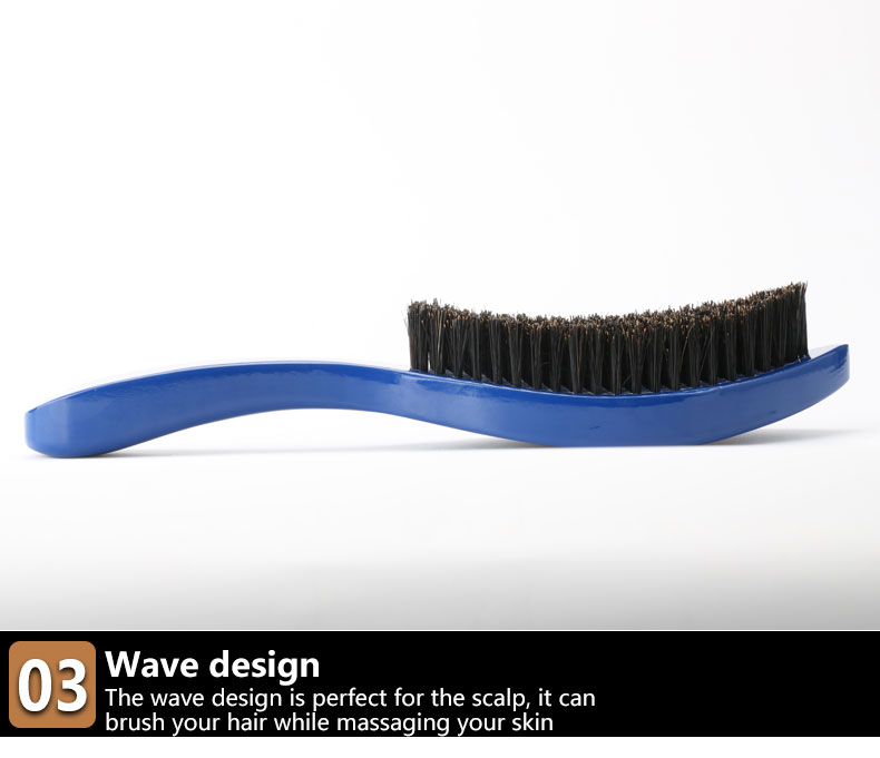 Long Handle Curved Boar Bristle Brush Hair Care Wash And Style Wave Brush