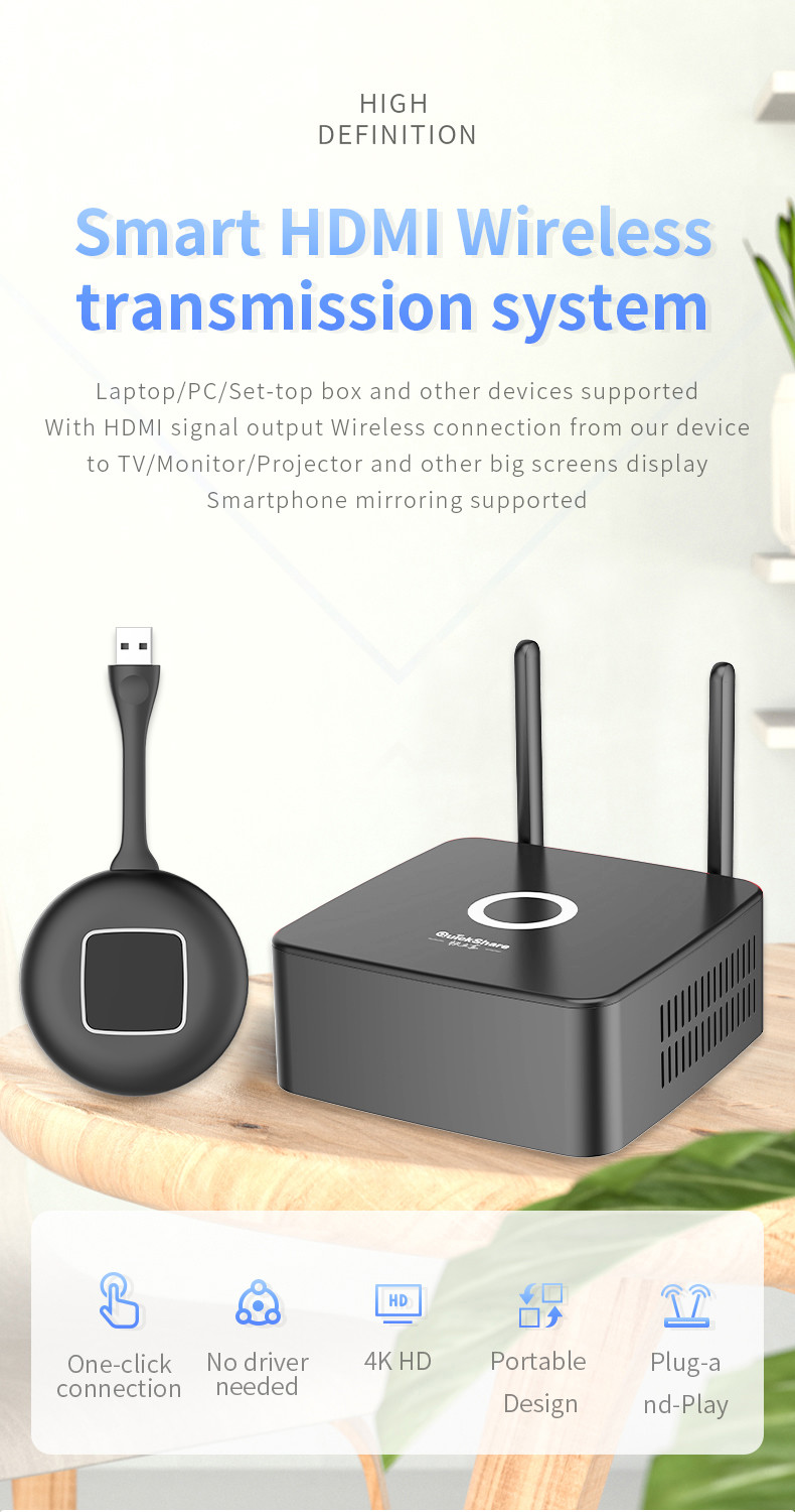 Dual WiFi 5G Wireless Video Transmitter Receiver , 50meter Long Range Av Sender