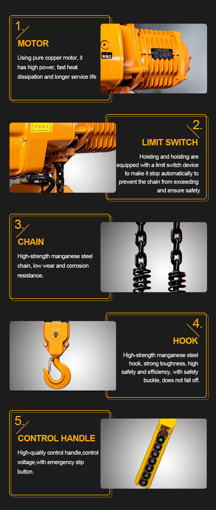 Light Duty 7.2m/Min 10 Ton Pulley Sparking Chain Hoist