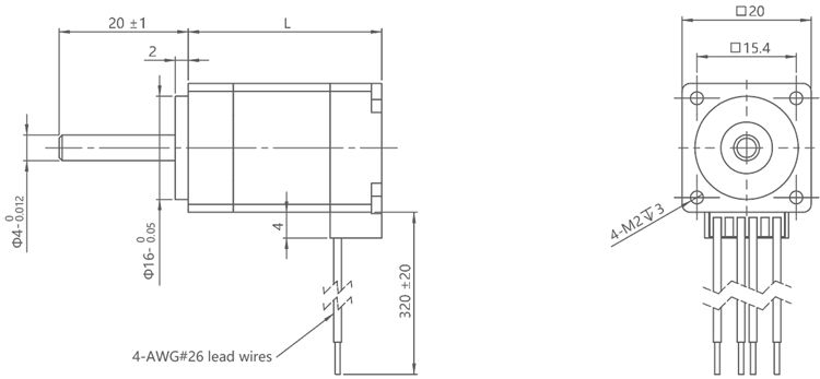 Nema 8 (20mm) hybrid stepper motor, bipolar, 4-lead, ACME lead screw, low noise, long life, high performance
