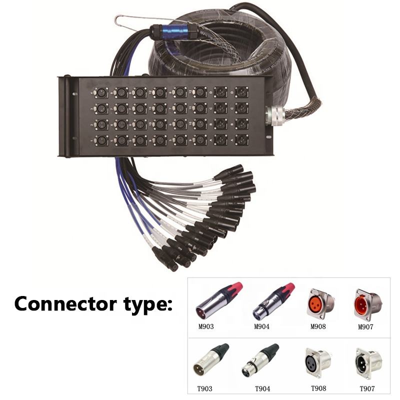 TPE Multichannel XLR Y Splitter Cable 3 Pin XLR Female to Male DE Power DMX Snake Audio Cable 4 8 12 16 24 32 48 Channel