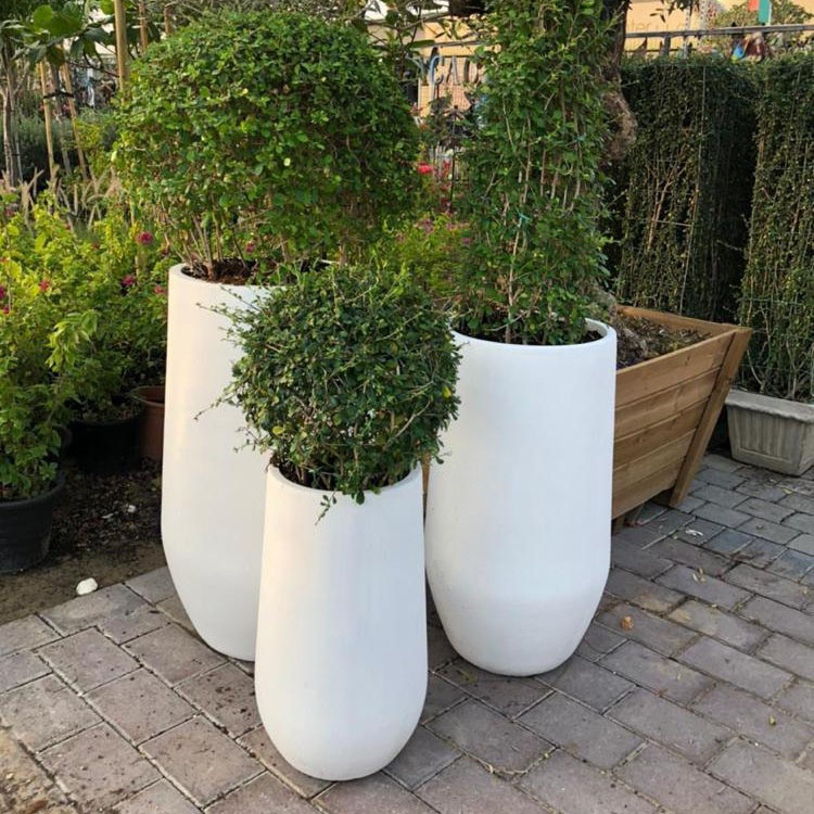 Frost Resistant Round Shape Fiber Clay Planter For Hotel