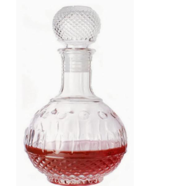 Glass Collar Customized Logo 750ml Whisky Decanter For Luxury Carved Liquor