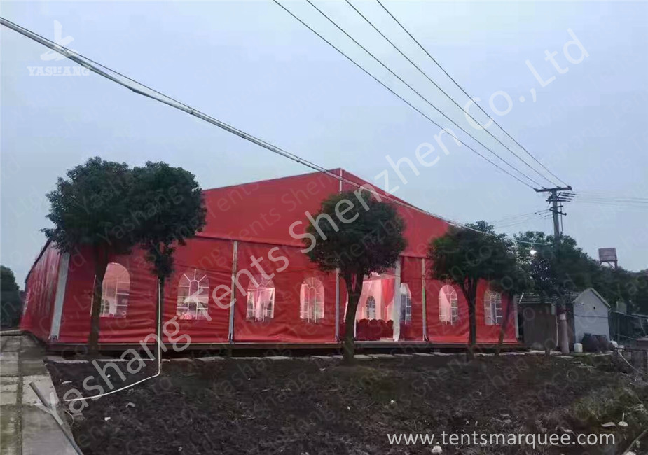 Popular Red Color 20m Width Luxury Wedding Party Tent Marquee with Top and Wall Curtains