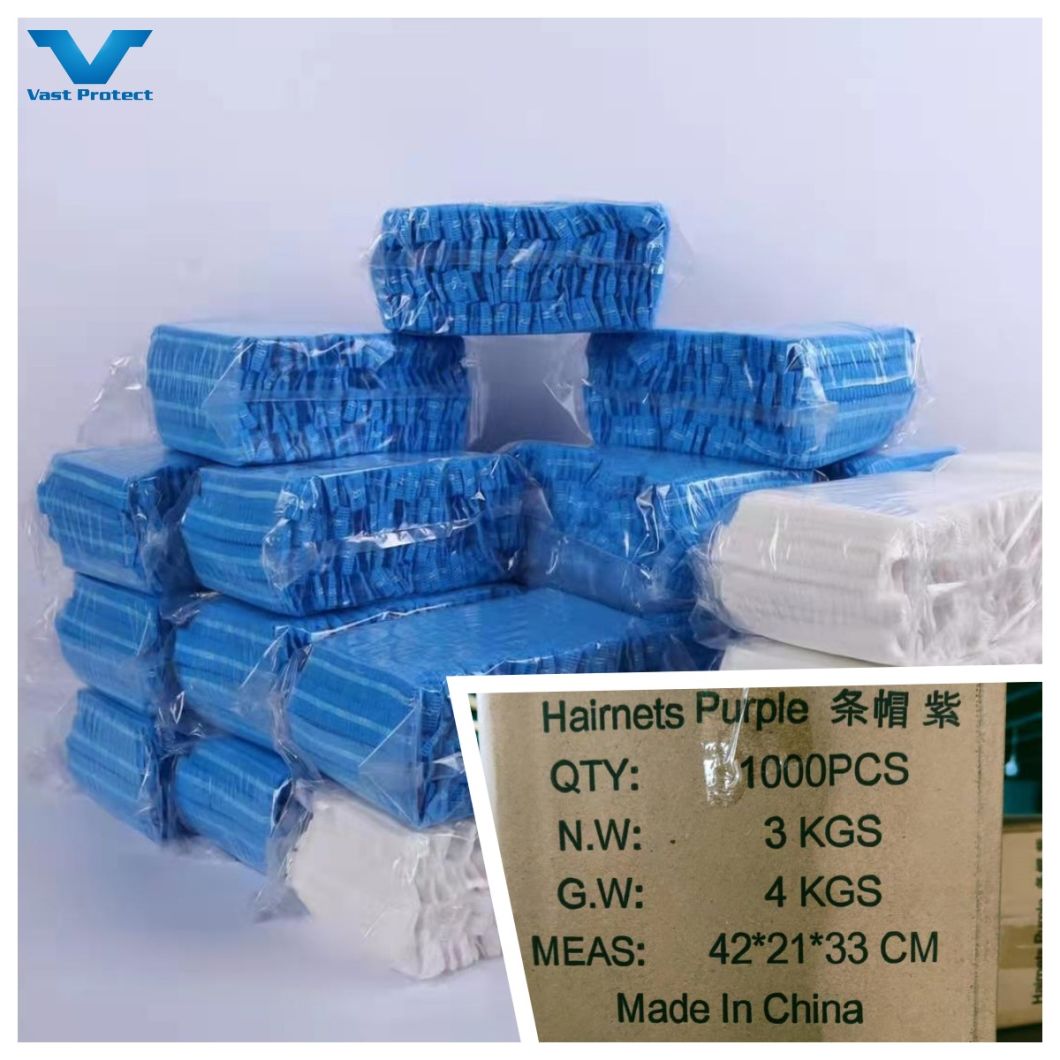 ISO Factory Selling Disposable Blue 18g PP Clip/Mob/Bouffant Cap for Food Processing