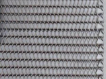 Conveyor belt mesh with 2mmstright rod wire and with round spiral wire.