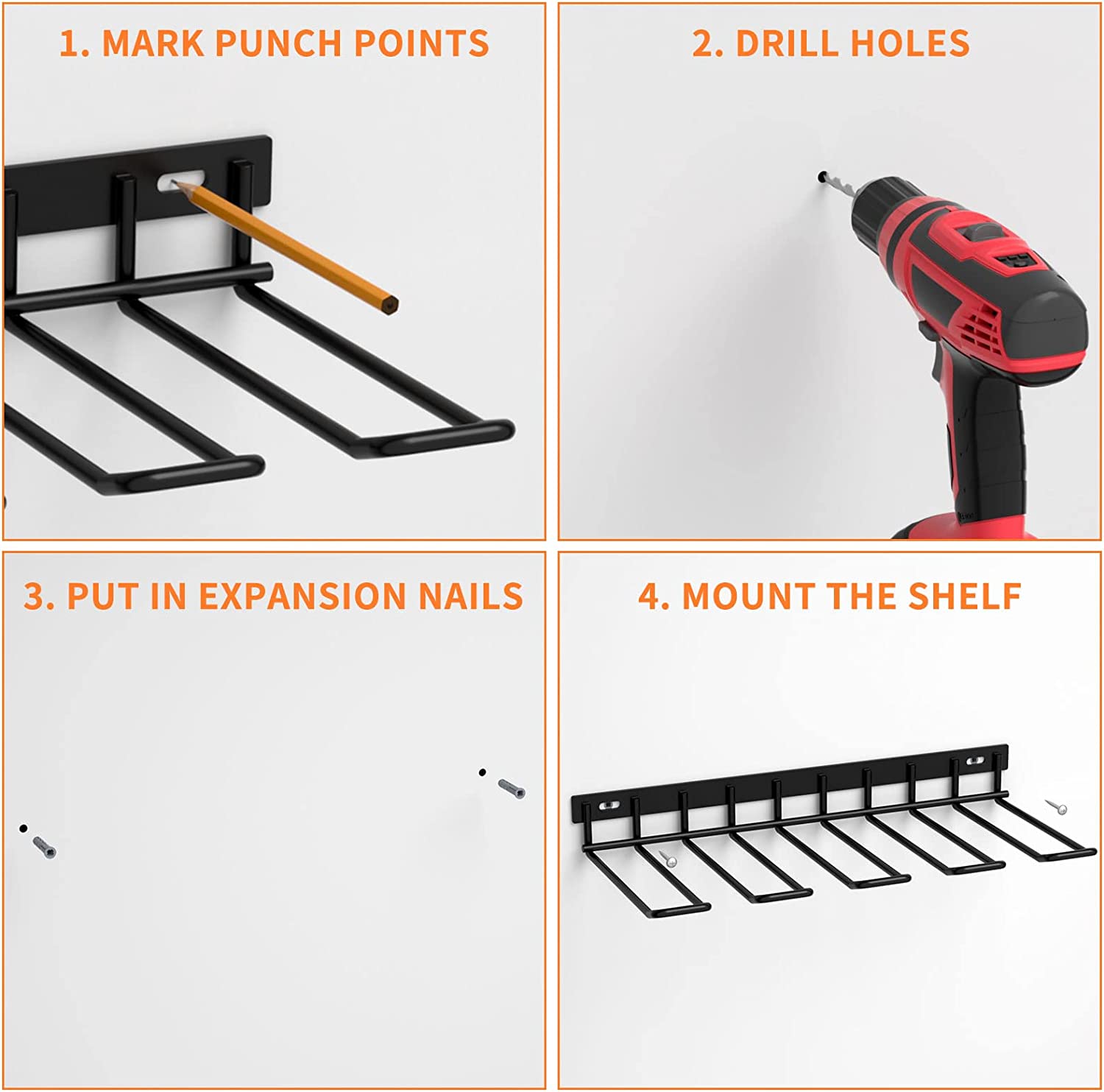 Wall Storage Power Tool Organizer And Heavy Duty Rack For Garage Pegboard Workshop